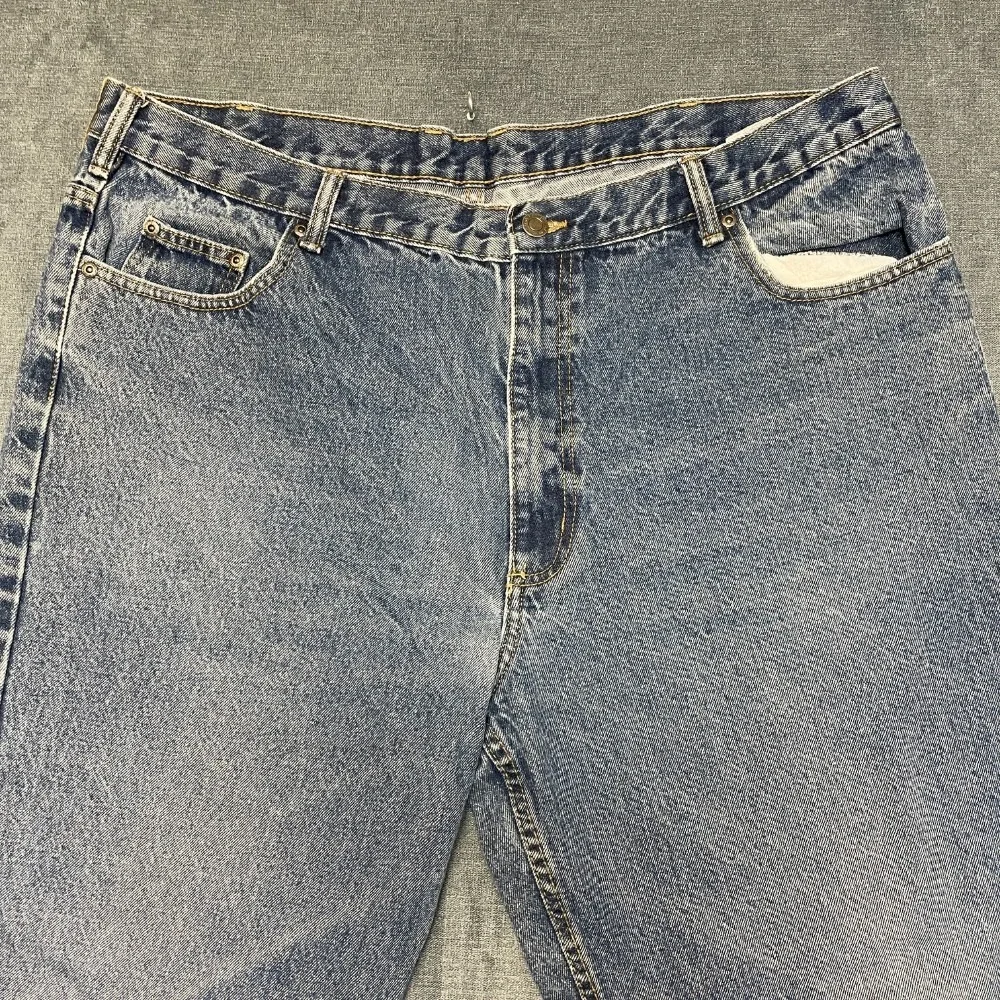 Member's Mark Denim Shorts Men 40 Blue Straight Leg Medium Wash Raw Hem Mid Rise